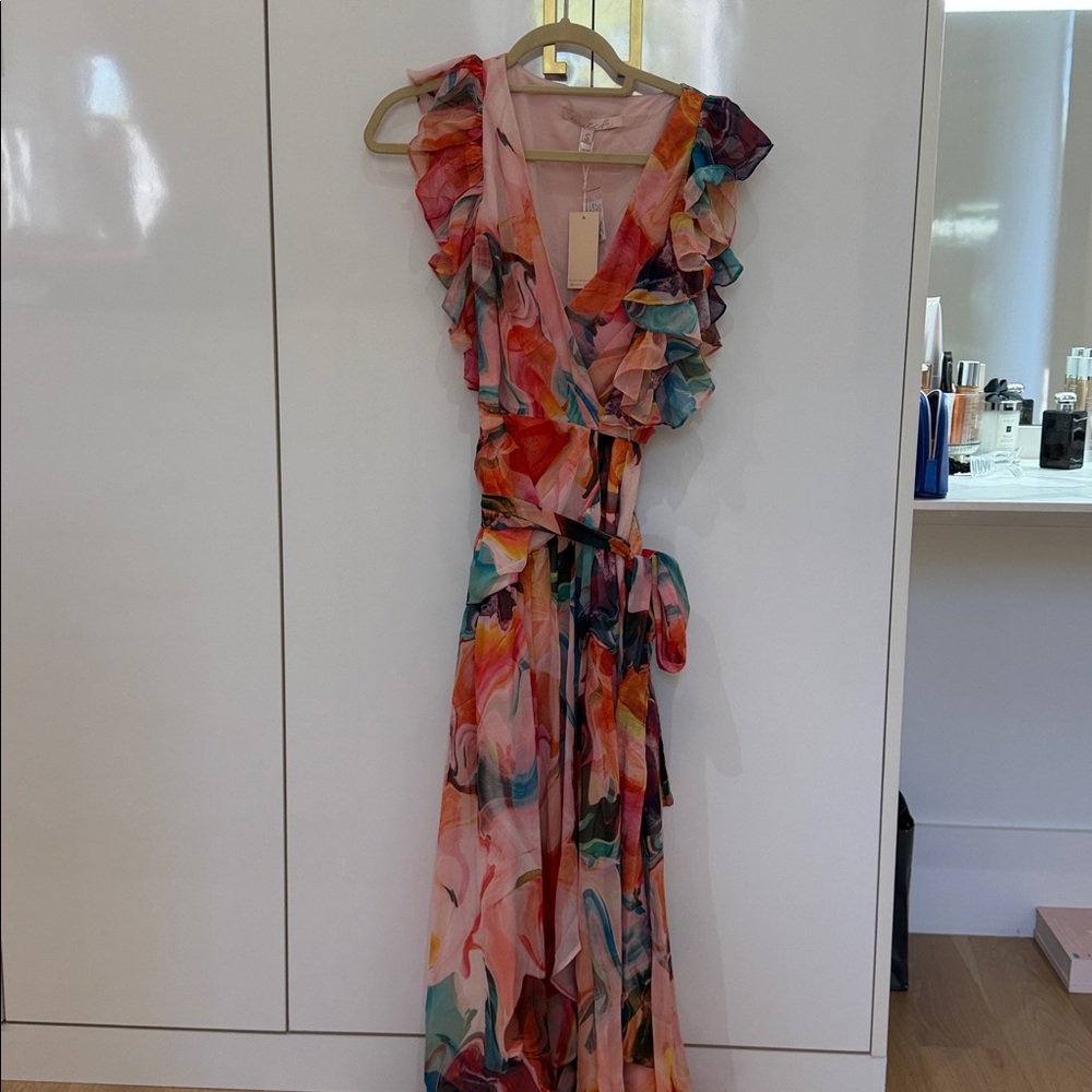 Hutch Multicolor Floral Midi wrap Dress NWT SMALL - Picture 3 of 8